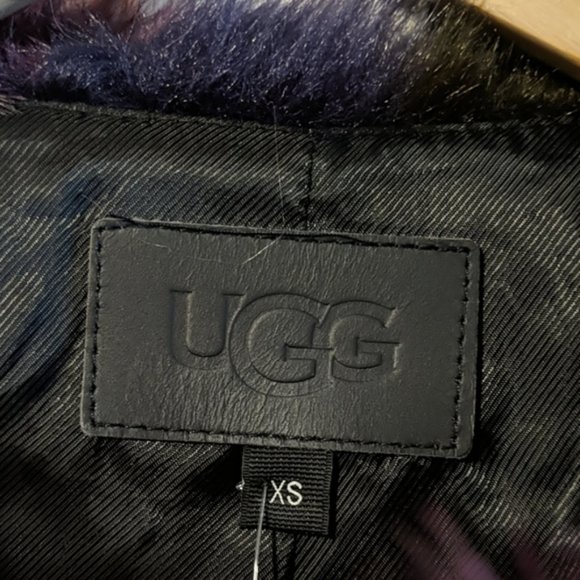 UGG Lorrena Patchwork Faux Fur Coat rare limited - Picture 3 of 4